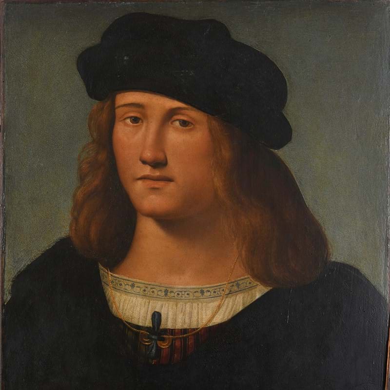 Eager bidders face up to a portrait...